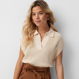 Johnny collar shaker rib sweater vest